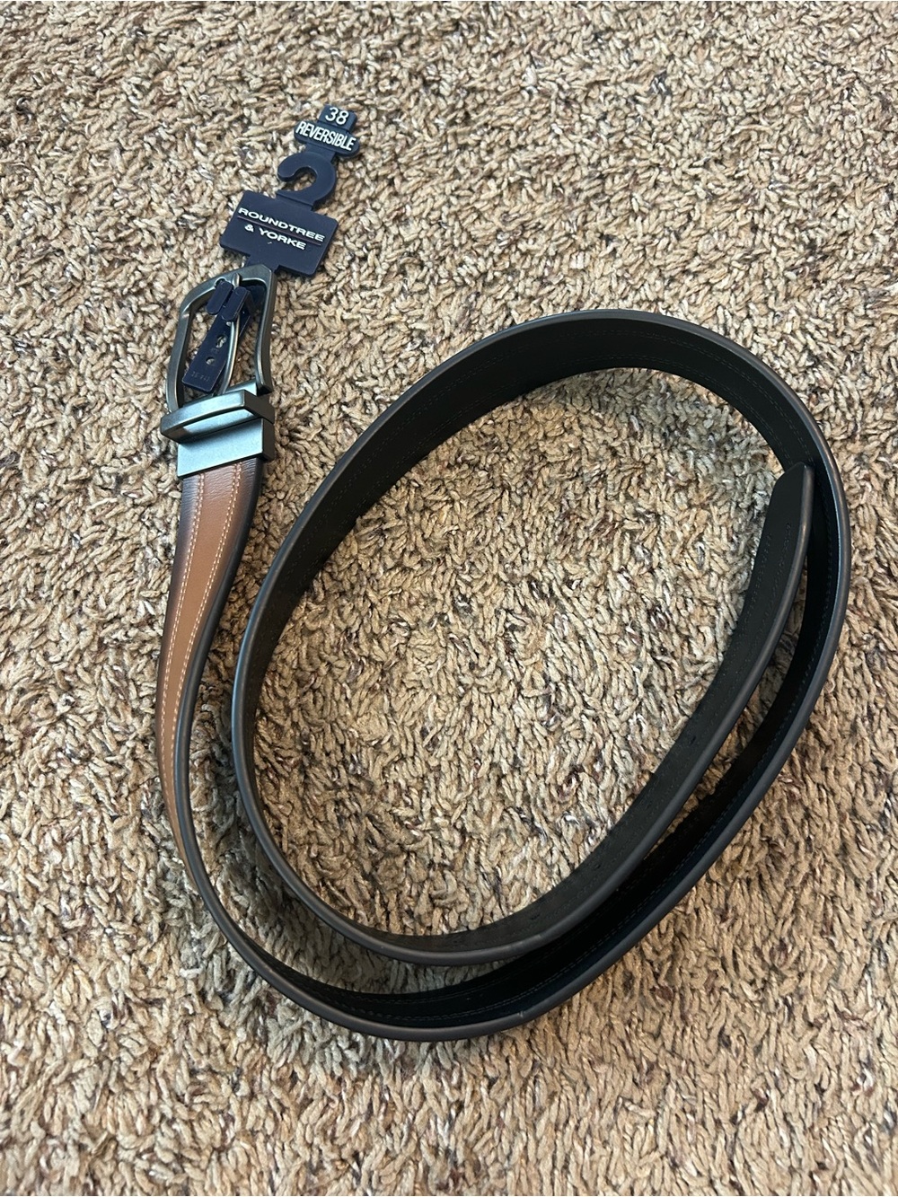 Roundtree & Yorke Reversible Brown and Black Leather Belt